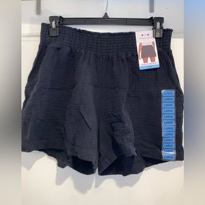 Black Double Gauze Shorts